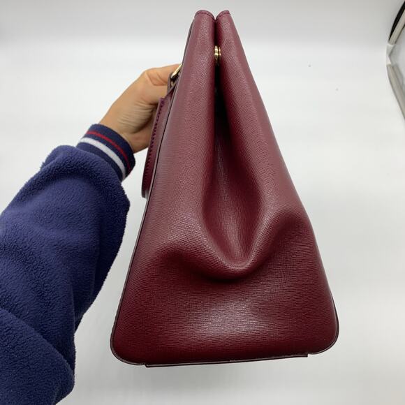 Dooney & Bourke Leather Purse Saffiano Zip Satchel Red Bordeaux - Picture 10 of 16